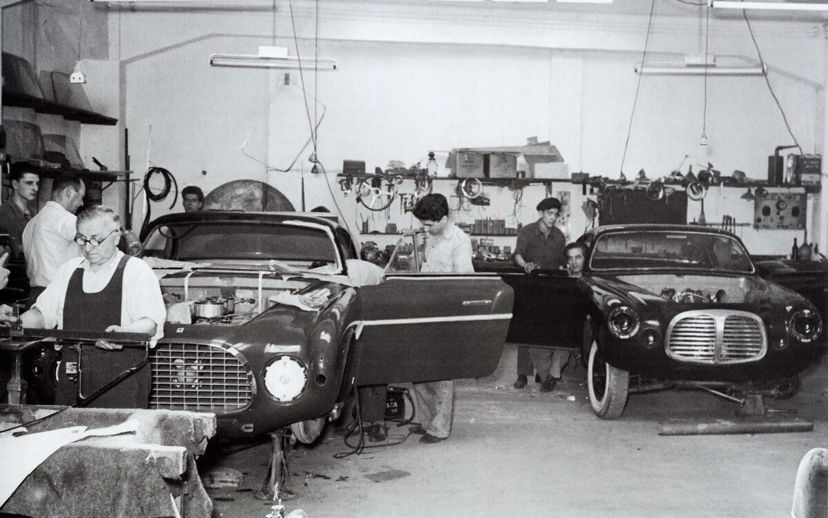 Ferrari 212 Inter Vignale Coupe 0285EU in construction at Vignale plant early 1953